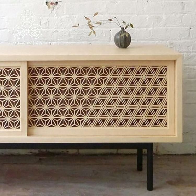 Parede de separação decorativa de madeira contínua francesa Kumiko Products de Hinoki 3D