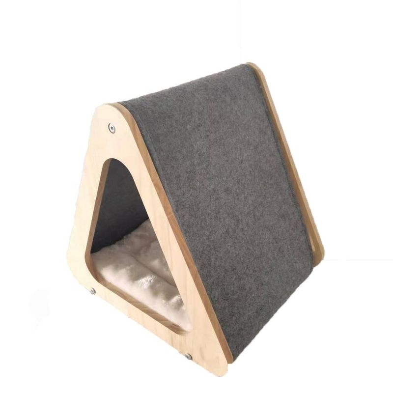 Cama de madeira da casa de Cat Friendly Furniture Foldable Cat do CARBURADOR para o risco sentido da caverna