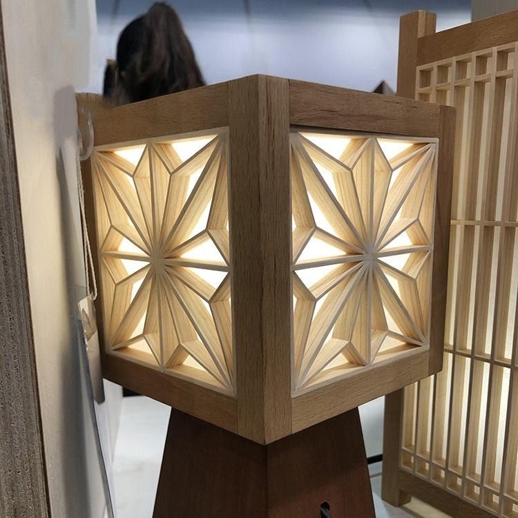 Telas decorativas rústicas do divisor de Kumiko Led Water Bubble Wood da madeira para o restaurante