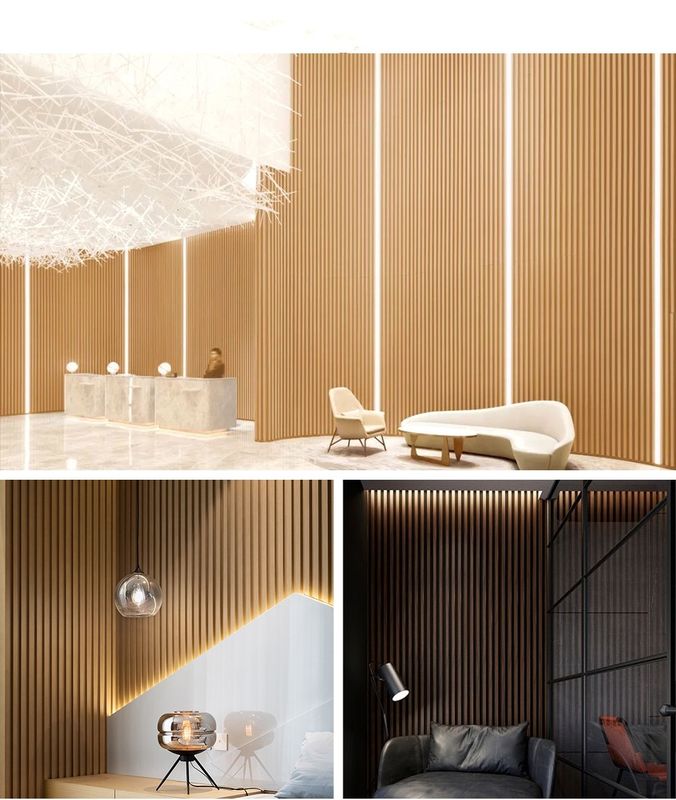 Painéis de parede decorativos de interiores Painéis de teto revestidos de PVC Fibra de bambu Art Louver Painéis de fundo WPC Painel de lantejoula flutuado
