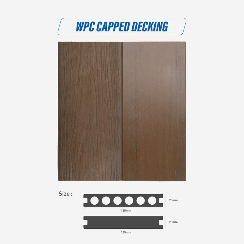 WPC/BPC Teak Cor WPC Terraço Exterior Incandescente Capa de Fibra de Madeira Impermeável De alta qualidade Composite Decking Antiderrapante