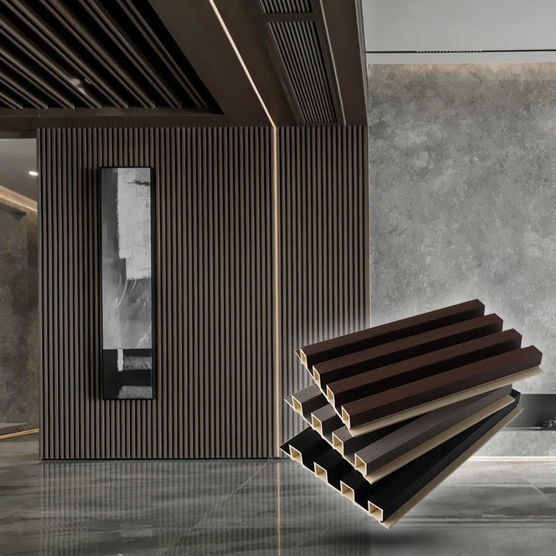 Fábrica por atacado De madeira ecológica Papel de parede WPC PVC de plástico Papel de parede TV Parede para interiores e exteriores cores personalizadas