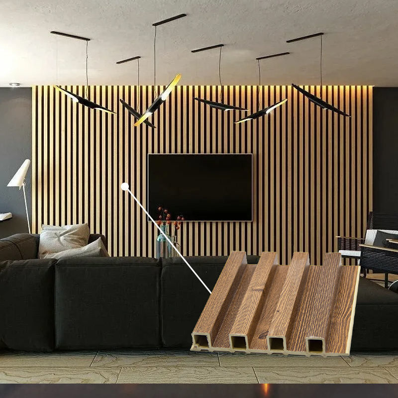 Eco-friendly Fluted Wpc Wall Panel Usos internos Wpc revestimento de parede decoração de interiores madeira alternativa