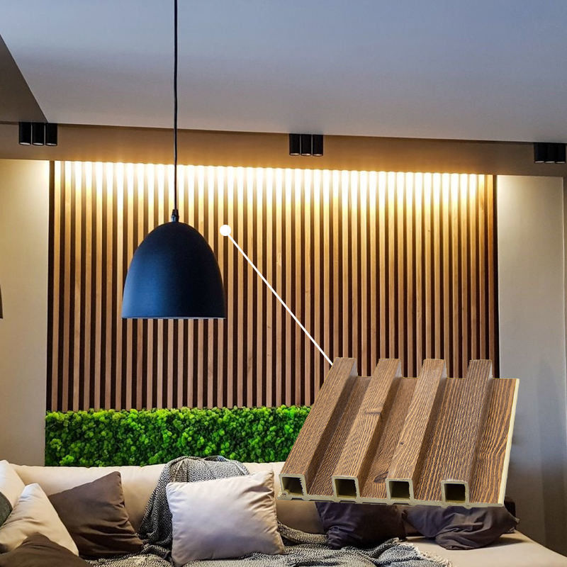 Eco-friendly Fluted Wpc Wall Panel Usos internos Wpc revestimento de parede decoração de interiores madeira alternativa