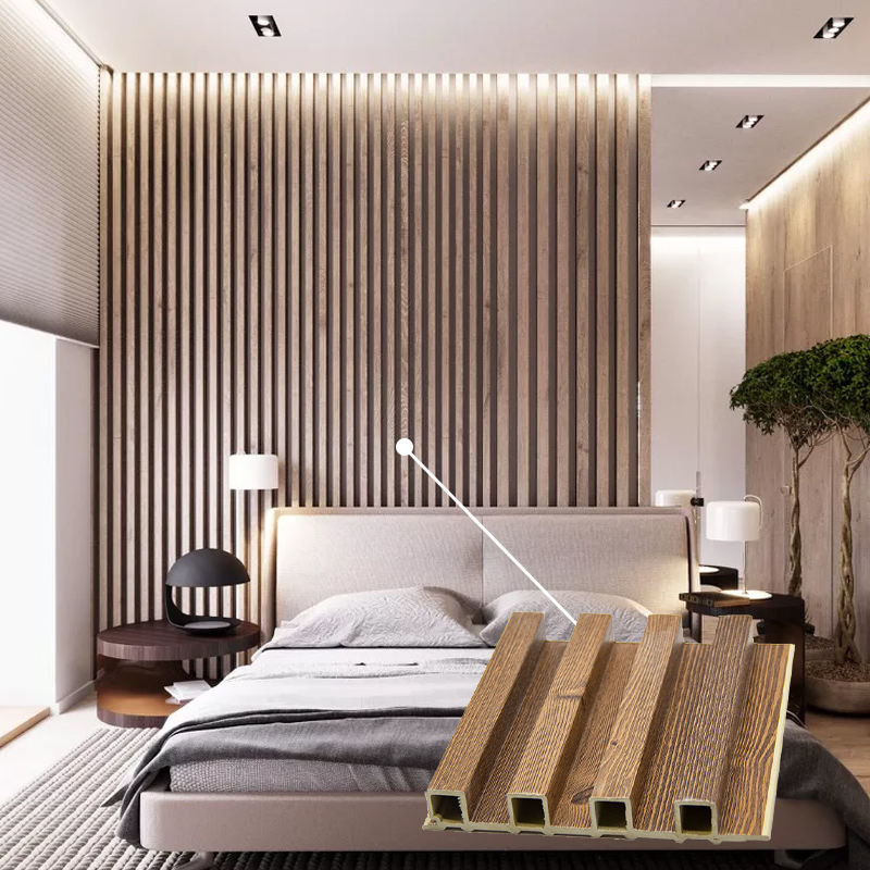 Eco-friendly Fluted Wpc Wall Panel Usos internos Wpc revestimento de parede decoração de interiores madeira alternativa