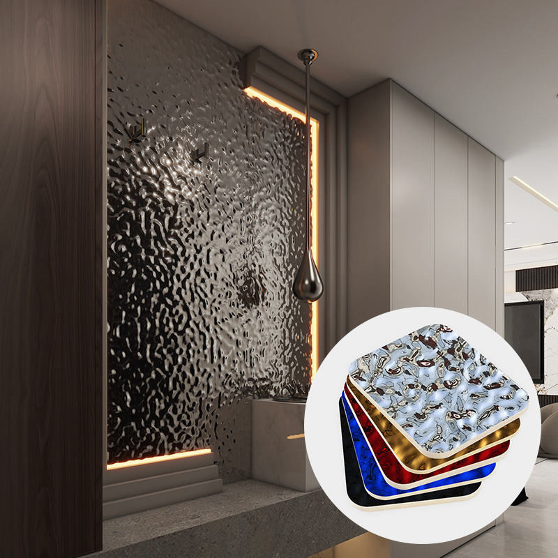 Bamboo Carvão de madeira Água Ondulação Madeira Veneer Plate Carbono Placa de cristal Bamboo Madeira Fibra Painel de parede