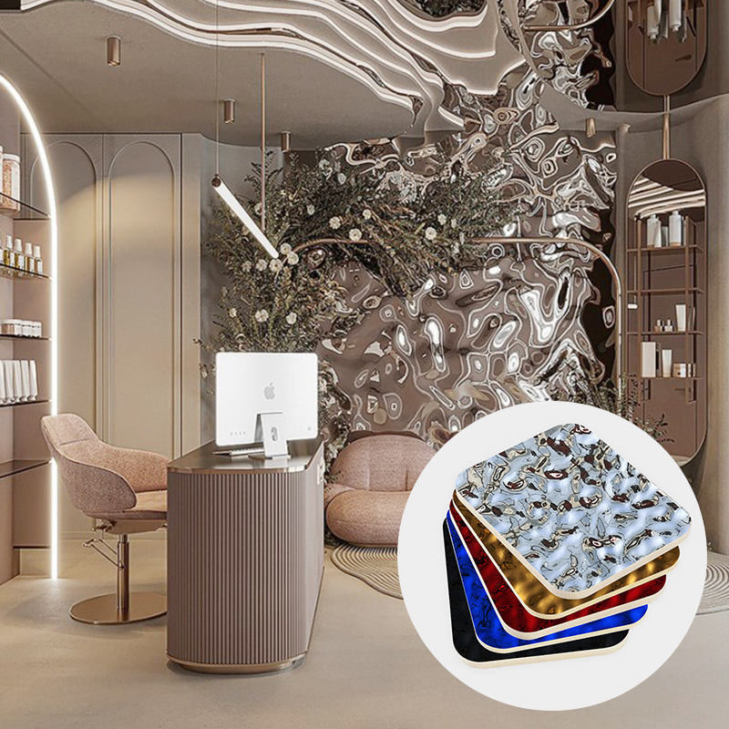 Bamboo Carvão de madeira Água Ondulação Madeira Veneer Plate Carbono Placa de cristal Bamboo Madeira Fibra Painel de parede