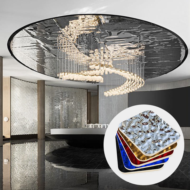 Bamboo Carvão de madeira Água Ondulação Madeira Veneer Plate Carbono Placa de cristal Bamboo Madeira Fibra Painel de parede