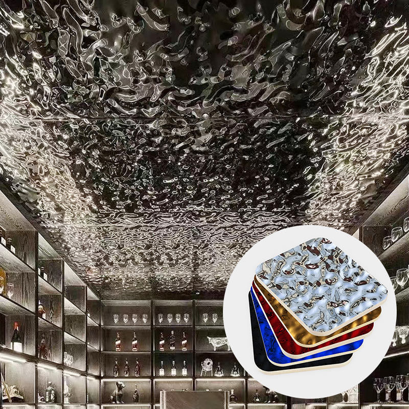 Bamboo Carvão de madeira Água Ondulação Madeira Veneer Plate Carbono Placa de cristal Bamboo Madeira Fibra Painel de parede