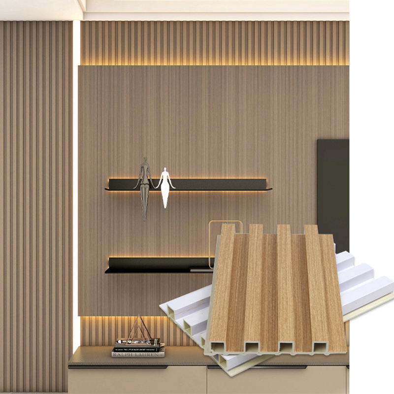 Painel de Parede WPC Moderno Impermeável com Ranhuras para Decoração de Interiores e Painéis de Fundo