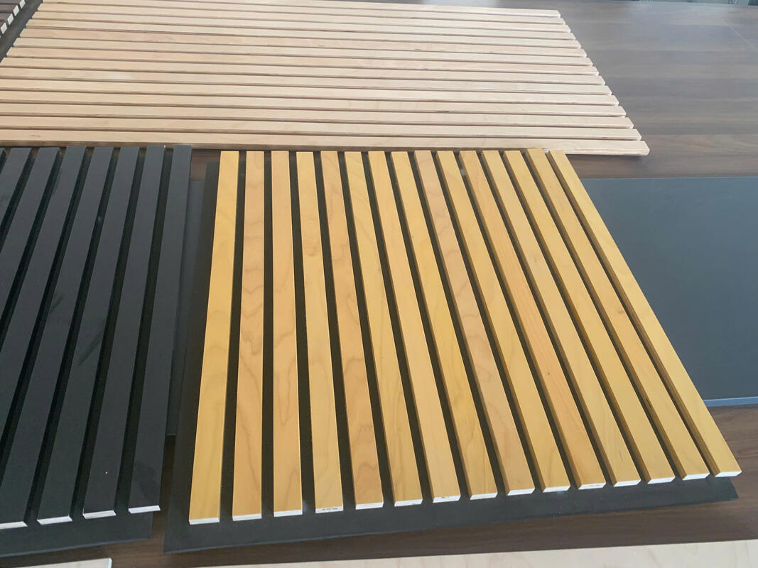 Painéis acústicos Painéis de parede Painéis de parede PET MDF Decoração de parede acústica para móveis Painéis de parede acústicos de madeira design moderno Flexível