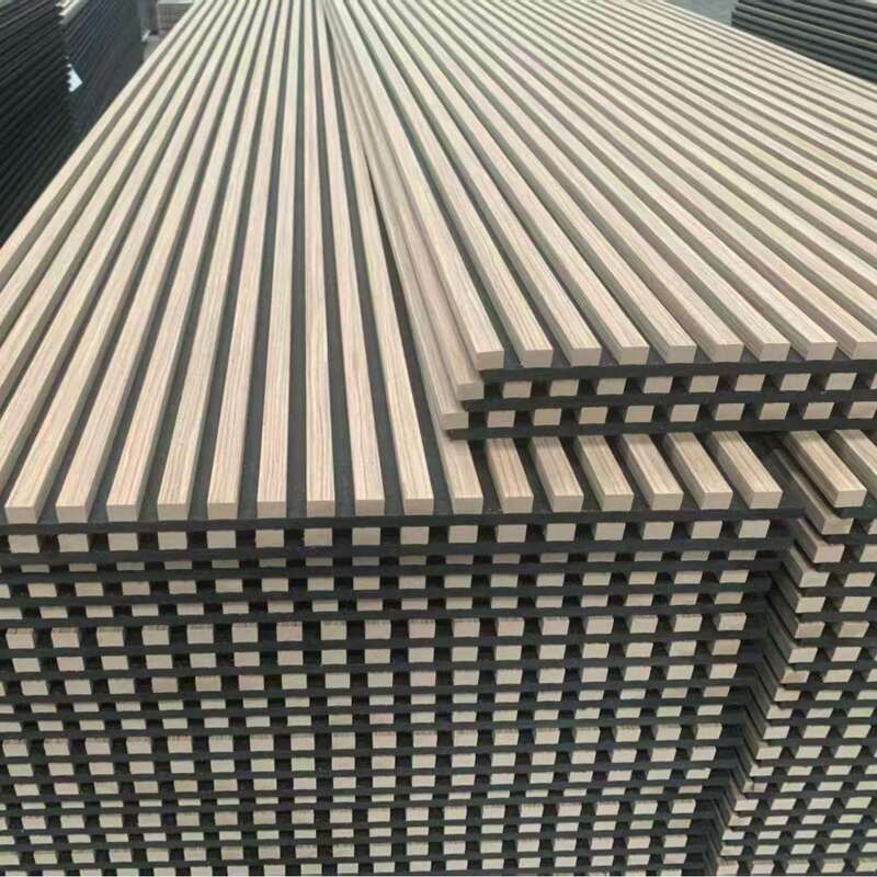 Panéis acústicos de venda em quente Painéis de parede de madeira de lantejoulas de flauta Decoração de casa Painéis de parede à prova de som