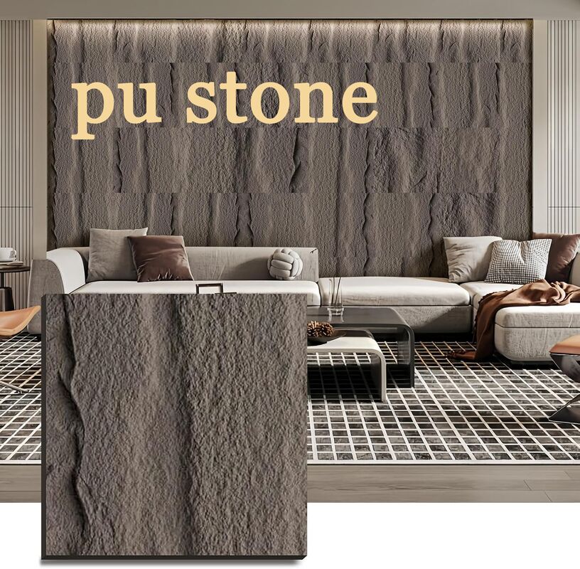 Fábrica Pu Stone Wall Panel Pu Faux Stone Panels Fungus Look 1200x600mm Painel decorativo interior interior Fungus Deco Parede