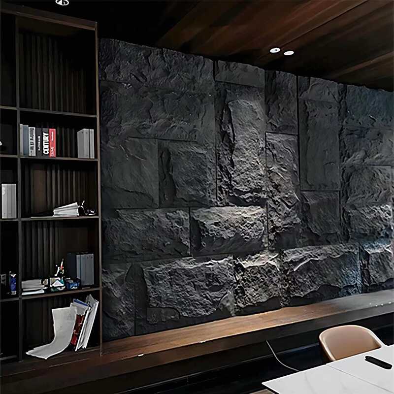 Painel de Parede de Pedra PU com Design Moderno, Espuma de Pedra Artificial PVC para Função Impermeável Interior Exterior, Tipo de Folha Decorativa