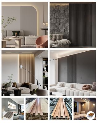 Revestimento acanelado Morden dos painéis de parede da decoração 160*24mm 3d Wpc da casa