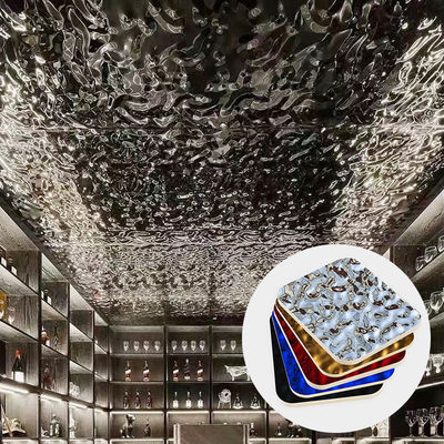 Bamboo Carvão de madeira Água Ondulação Madeira Veneer Plate Carbono Placa de cristal Bamboo Madeira Fibra Painel de parede