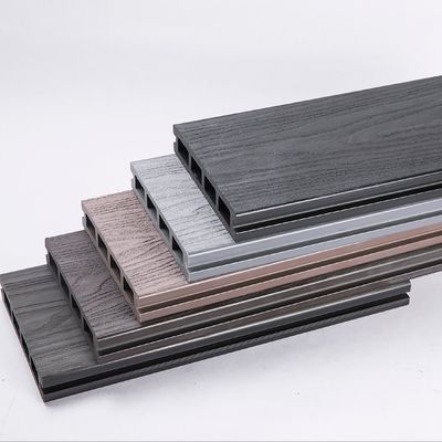 Custom Interlock Wpc exterior Decking 3D em relevo grão de madeira Composite decking board China Madeira textura de plástico piso